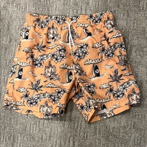 Trunk Surf & Swim Men's Peach Tropical Floral Print Swim Trunks Size L